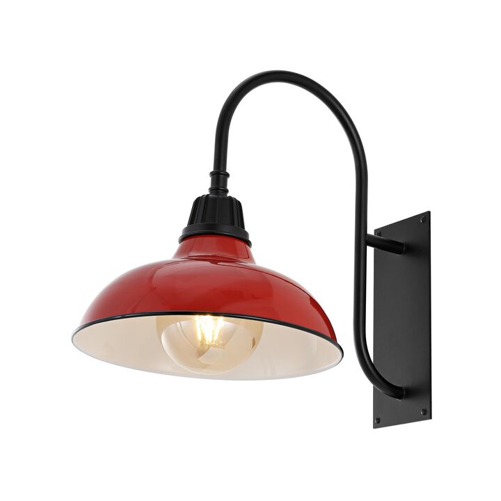 Stanley Farmhouse Industrial Indoor/Outdoor Iron LED Gooseneck Arm Outdoor Sconce
