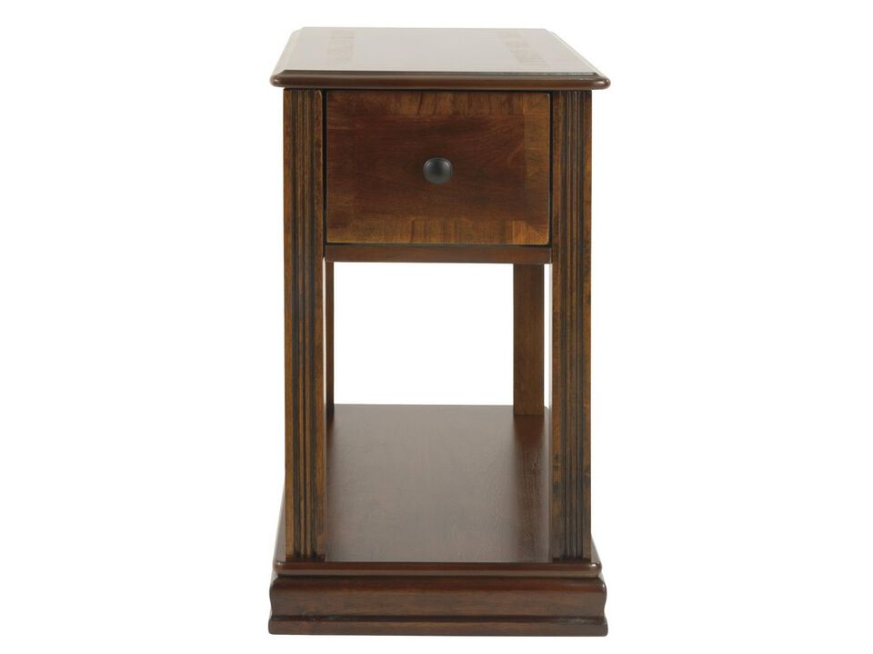 Chair Side End Table with 1 Drawer and Open Bottom Shelf, Brown-Benzara
