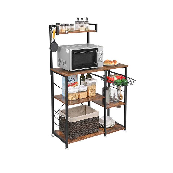 Baker’s Rack with Shelves, Kitchen Shelf with Wire Basket