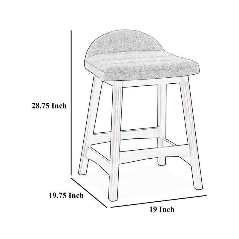 Jeyn Counter Stool with Footrest Set of 2, Brown Hardwood, Blue Seat - Benzara