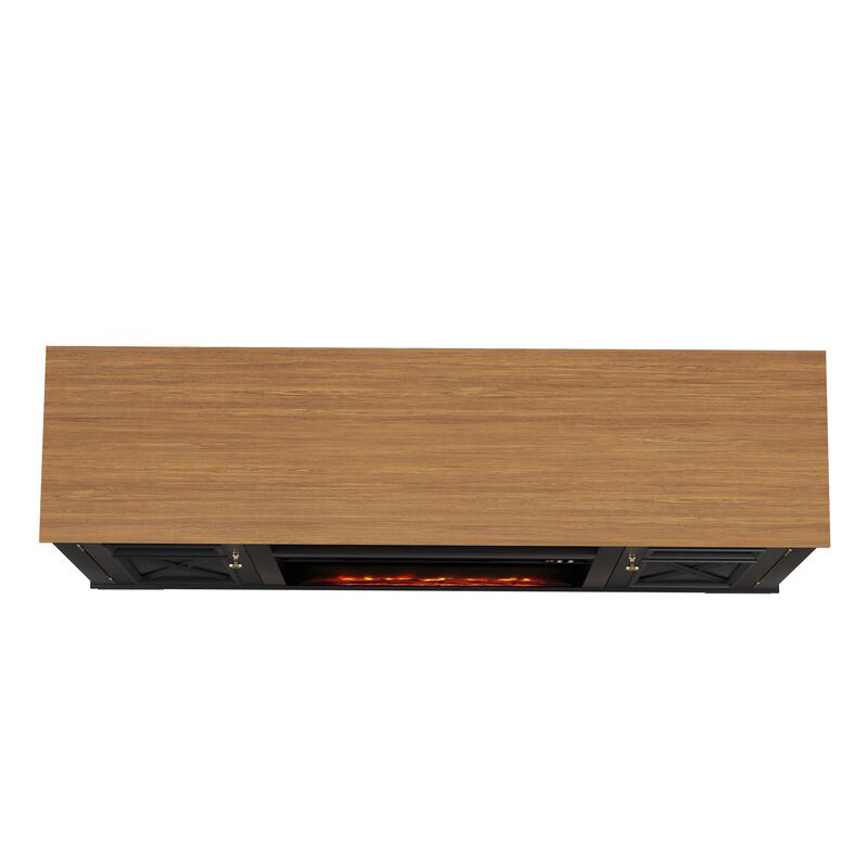 FESTIVO 61.5" Two-Tone TV Stand with Electric Fireplace Fits TVs Up to 70"