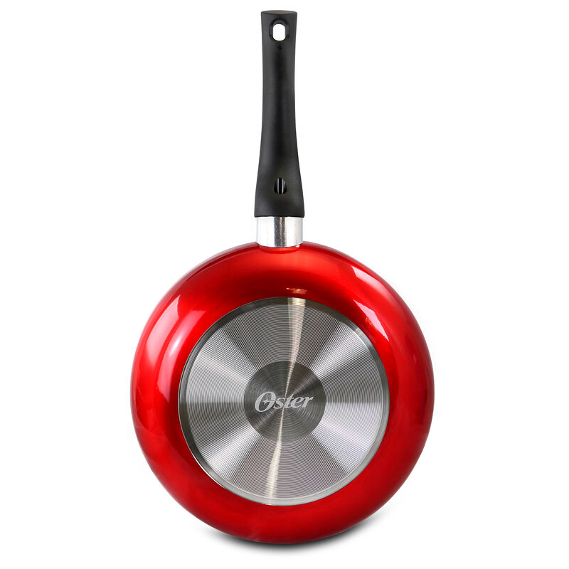 Oster Merrion 9.5 Inch Aluminum Frying Pan in Red with Bakelite Handle