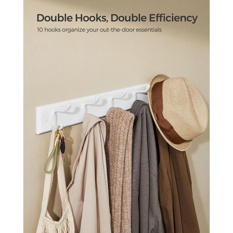 Wall-Mounted Coat Rack with Hooks for Space-Saving Entryway Organization