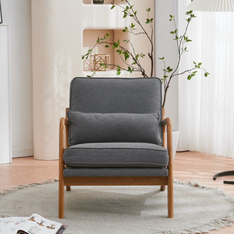 Modern Upholstered Lounge Chair with Armrests for Living Room or Bedroom