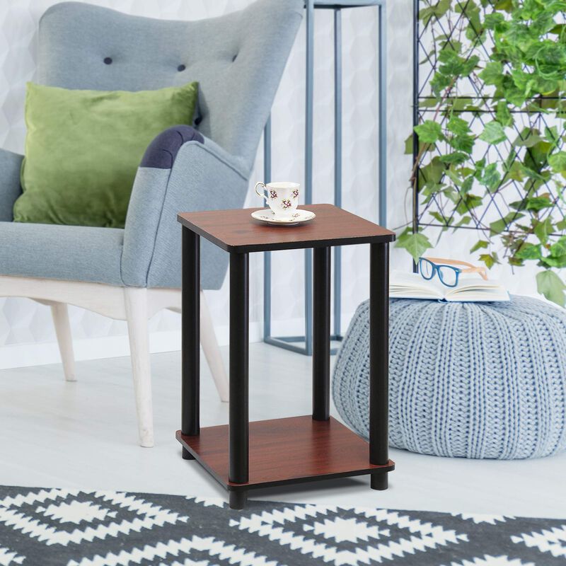 Furinno 99800R-DC/BK Turn-N-Tube End Table, Dark Cherry/Black