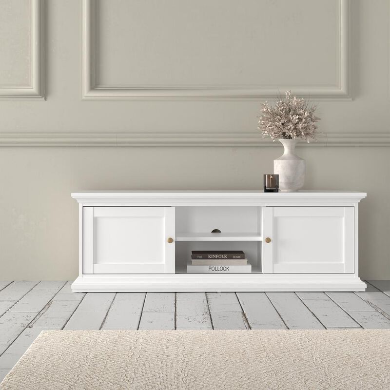 Tvilum Sonoma 2 Sliding Door TV Stand, White
