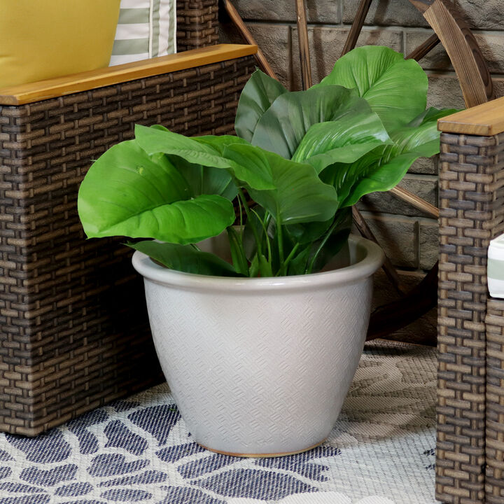 Sunnydaze 15 in Villa High-Fired Glazed Ceramic Planter