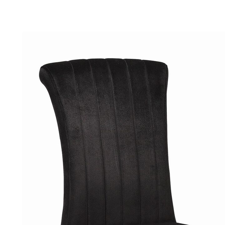 Metal Dining Chair with Cabriole Front Legs, Set of 4, Black and Chrome-Benzara