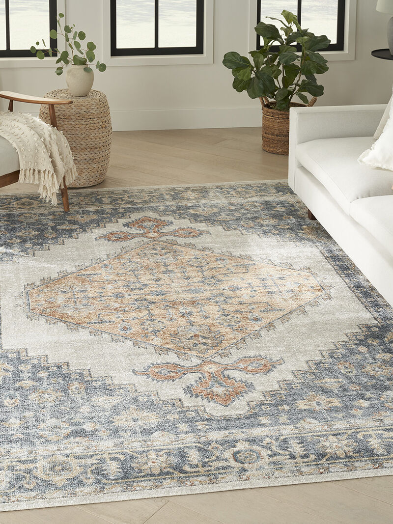 Astra Machine Washable ASW11 Gray/Gold 9' x 12' Rug