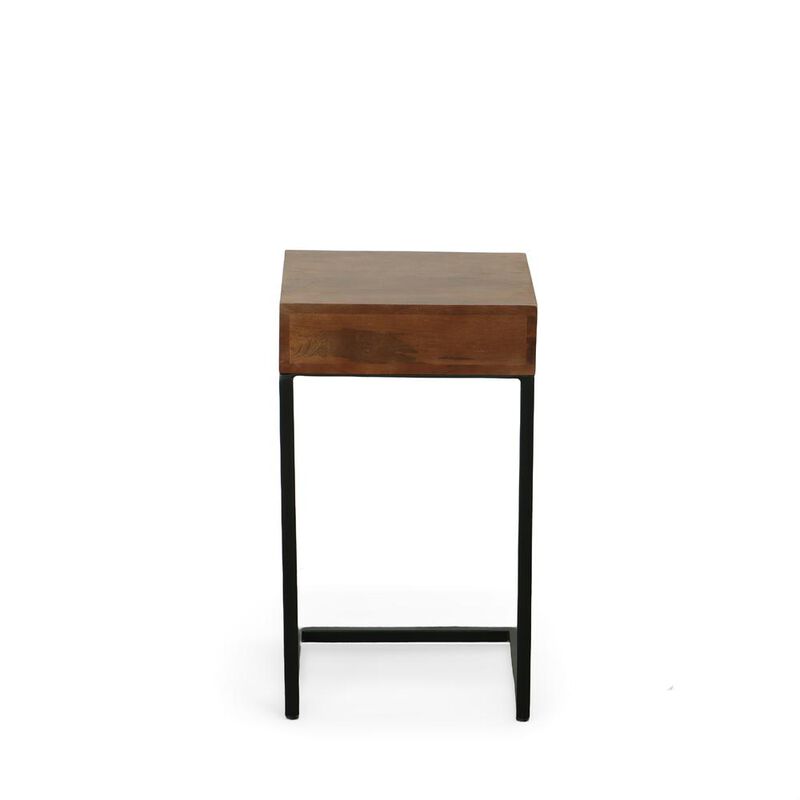 Carolina Living Dashiel Cubby C-Form Table - Chestnut/Black