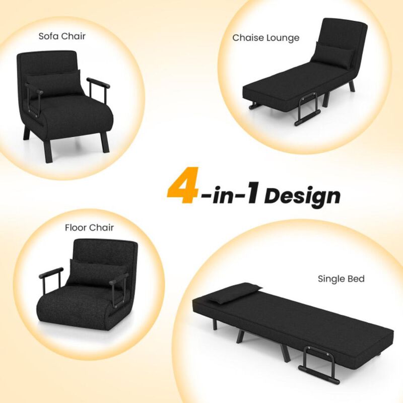 Hivvago Folding 6 Position Convertible Sleeper Bed Armchair Lounge Couch with Pillow