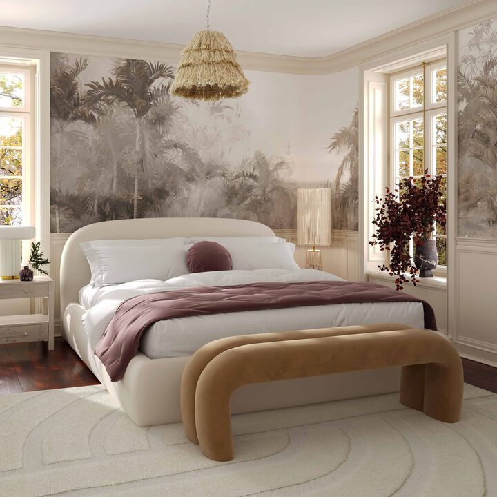 Leigh Cream Velvet Channeled Bench