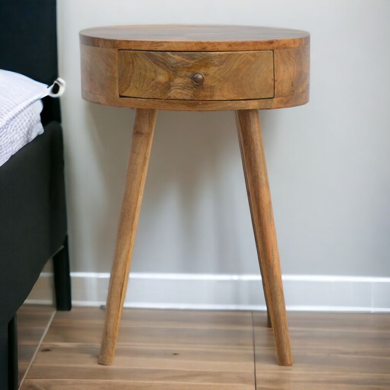 Artisan Furniture Solid Wood Nordic Circular Shaped nightstand