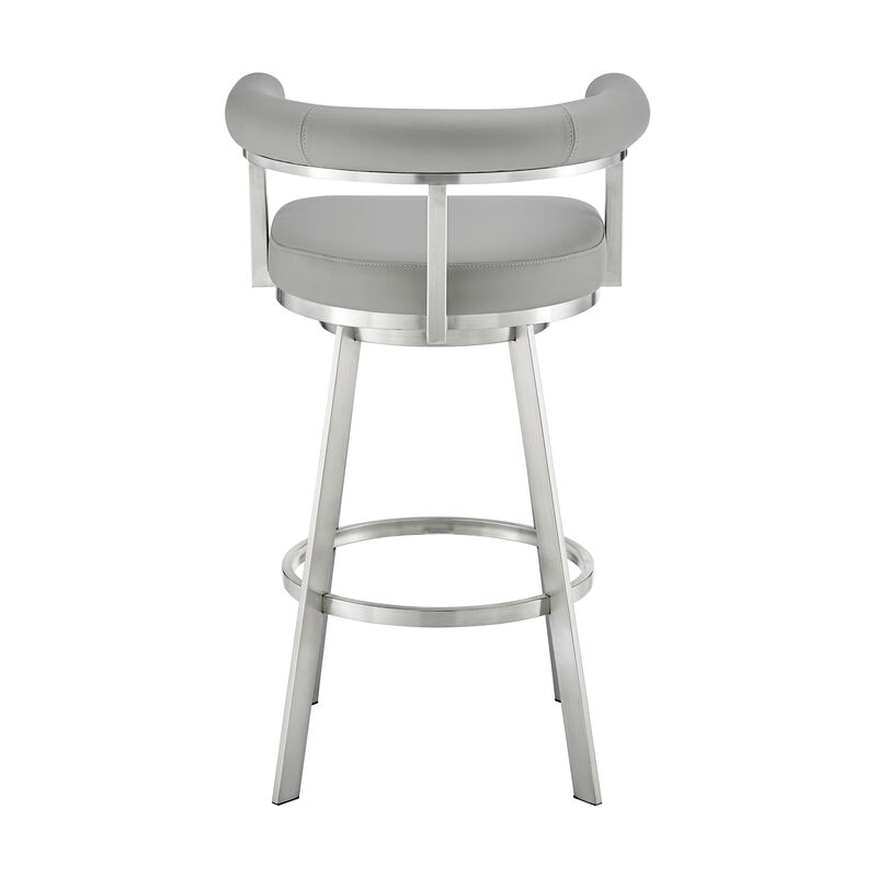 Nolagam Swivel Stool in Brushed Stainless Steel with Black Faux Leather