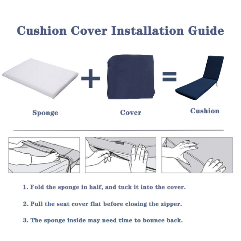 2 PCS Set Outdoor Lounge Chair Cushion Replacement Patio Furniture Seat Cushion