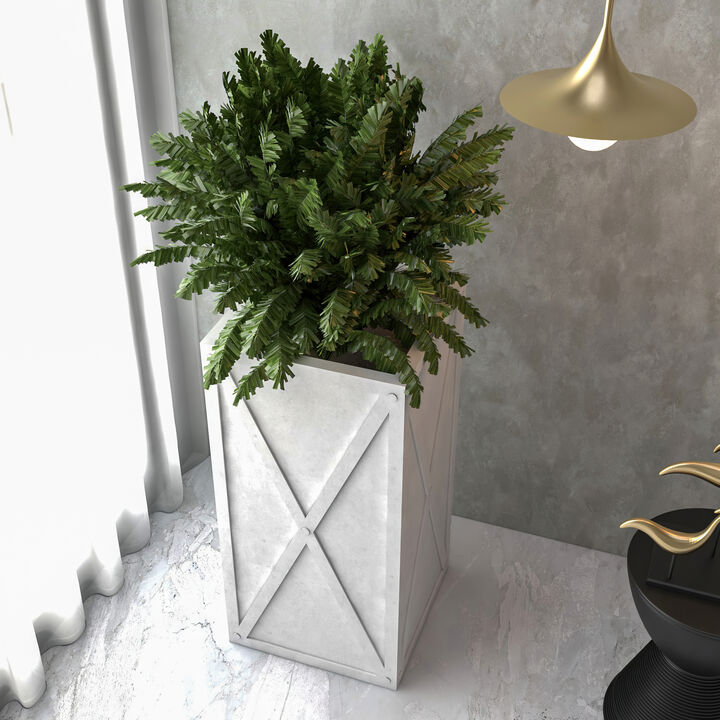 LeisureMod Papyrus Series Rectangle Fiberstone and MgO Clay Planter
