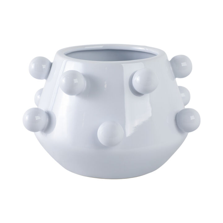 10" White Stone Bubble Planter