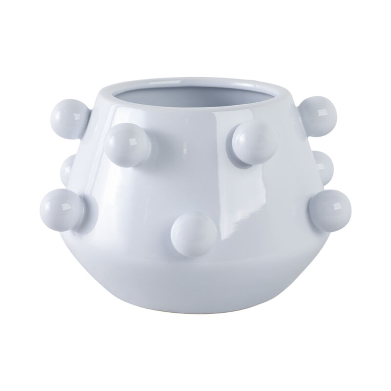 10" White Stone Bubble Planter