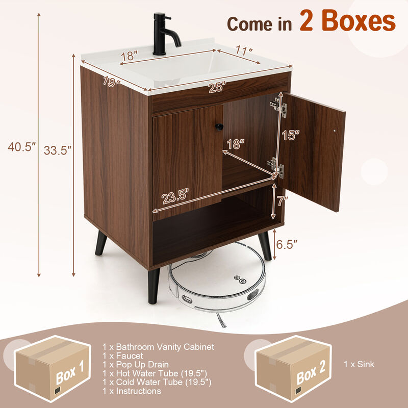 Wooden Bathroom Storage Cabinet with Sink