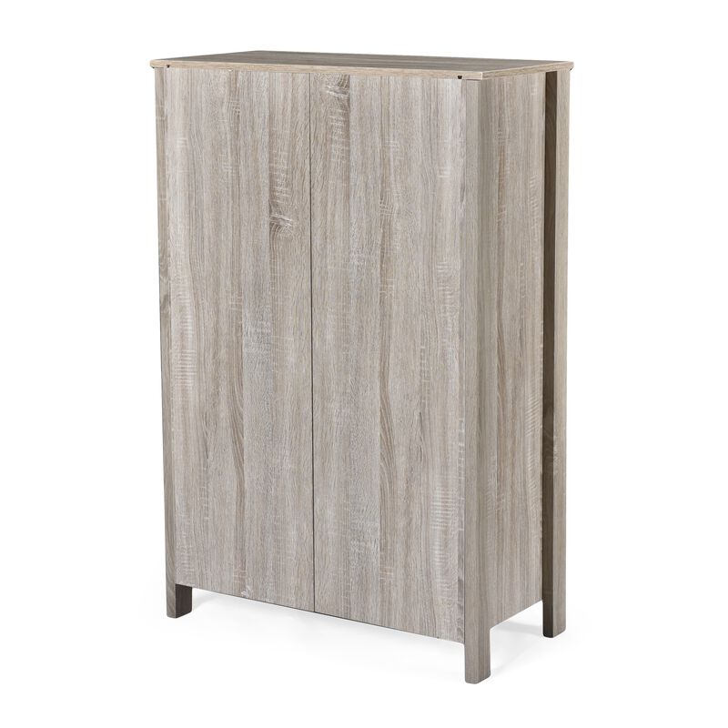 Sifa Tall Dresser Chest, 5 Drawers, Rustic Oak Gray MDF, Black Handles - Benzara