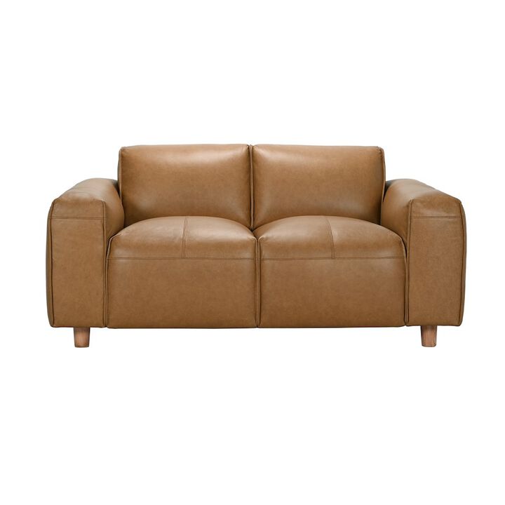 Porter Designs Nerio Top-Grain Leather Loveseat, Brown