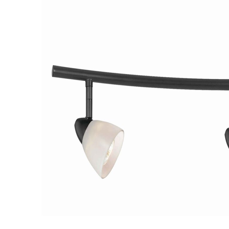 5 Light 120V Metal Track Light Fixture with Glass Shade, Black and White - Benzara