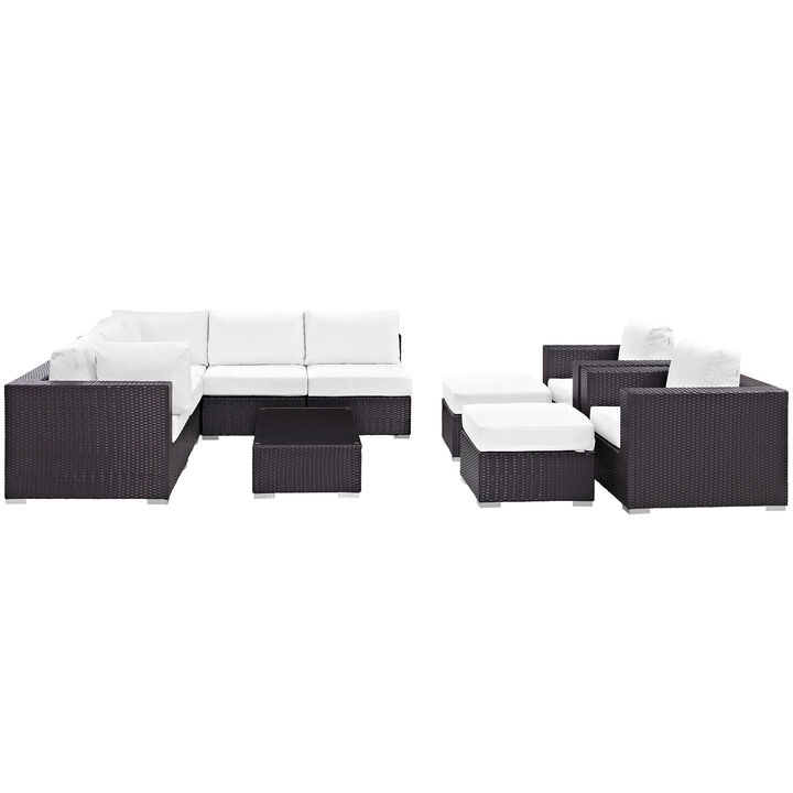 Convene 10 Piece Outdoor Patio Sectional Set - Espresso White