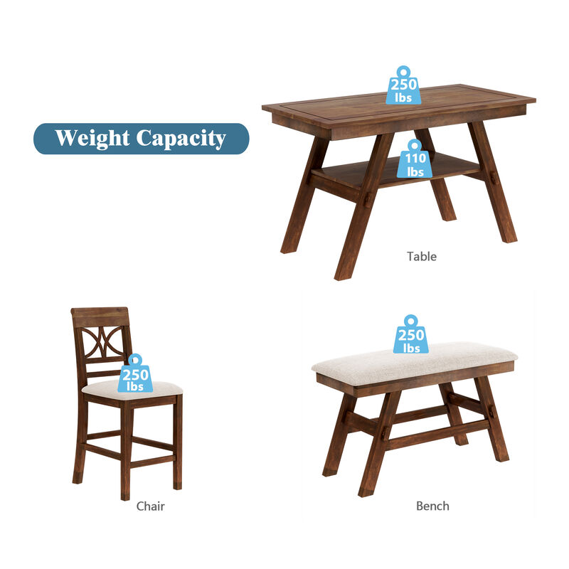 Merax Kitchen Dining Table Set with Bench and 4 Chairs