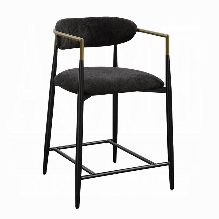 Vonn 25 Inch Counter Height Chair, Padded Fabric, Black Metal Frame - Benzara