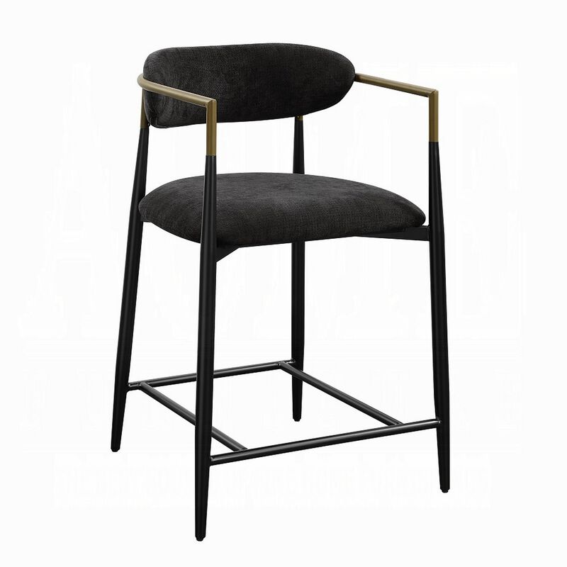 Vonn 25 Inch Counter Height Chair, Padded Fabric, Black Metal Frame - Benzara