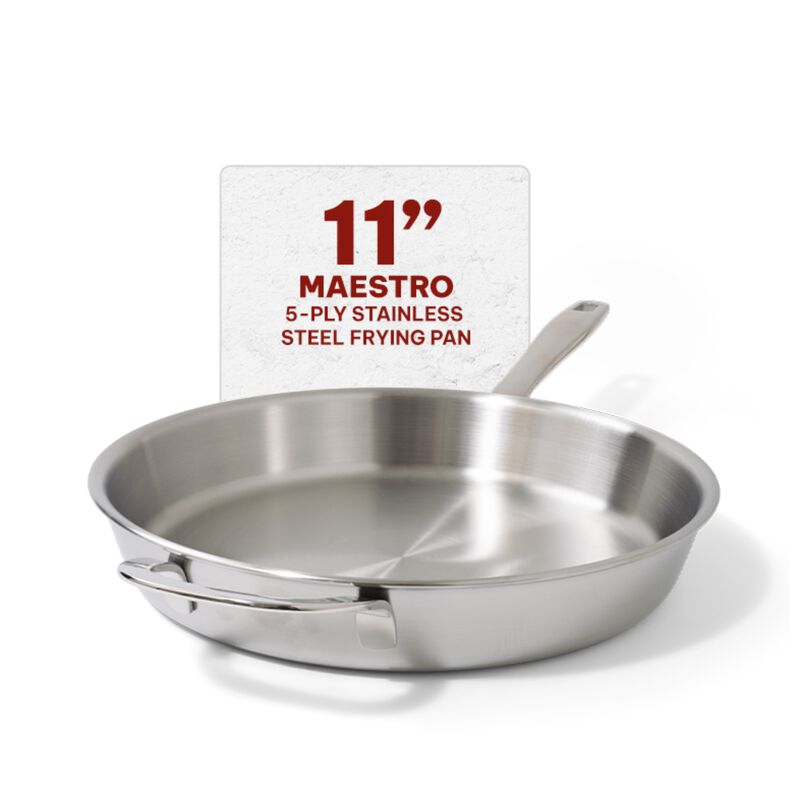 Beka Maestro Frying Pan Skillet - Stainless Steel Pan for Stainless Steel Cookware Set 5-Ply Construction, Oven Safe, Stainless Steel Frying Pan, Lead & Cadmium Free, Non Toxic Cookware - 9.5"