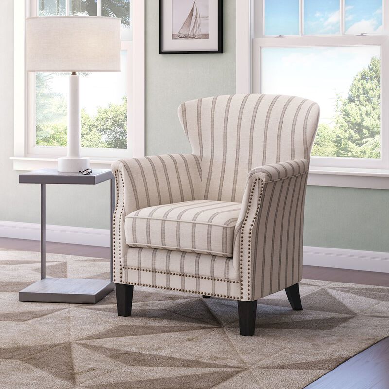 Jofran Layla Classic Upholstered Accent Chair with Nailhead Trim