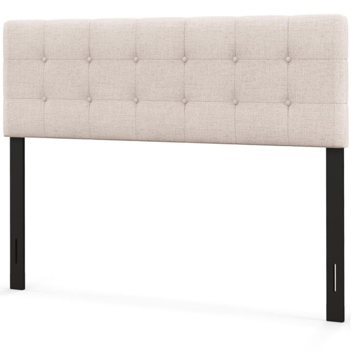 Hivvago Linen Upholstered Headboard with Solid Rubber Wood Legs