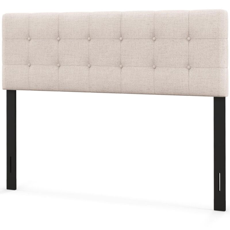 Hivvago Linen Upholstered Headboard with Solid Rubber Wood Legs