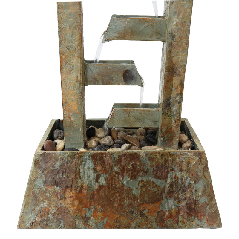 Sunnydaze Stacked Slate Freestanding Waterfall Fountain - 49 in
