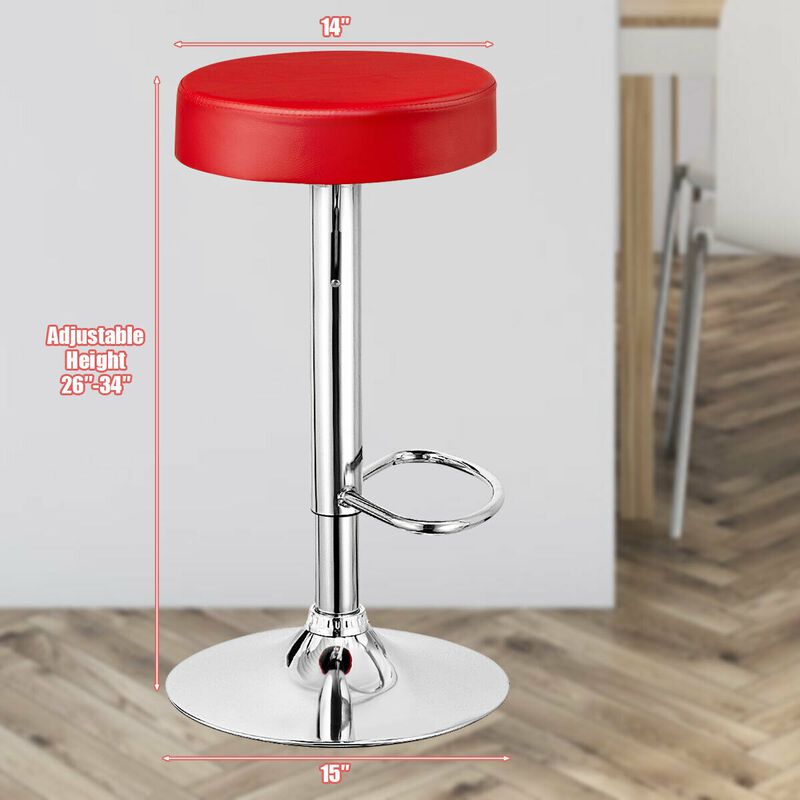 Set of 2 Adjustable Swivel Round Bar Stool  Pub Chairs