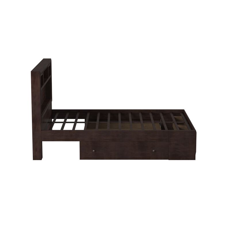 Madison II Queen Bed With Storage, Brown-Benzara