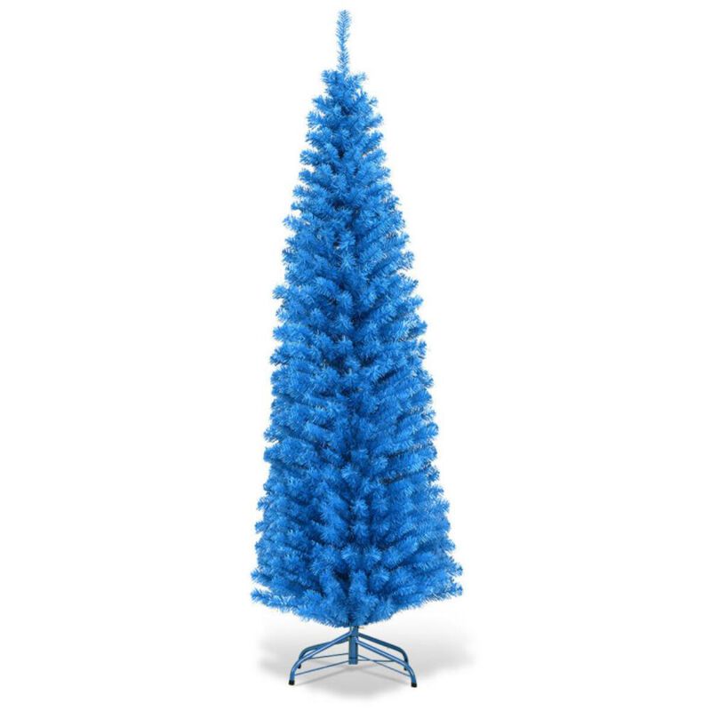 Hivvago 6 Feet Unlit Artificial Christmas Halloween Pencil Tree with Metal Stand