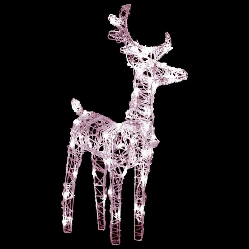 2pc Outdoor Christmas Reindeer with Sleigh, 160 Warm White LED Lights - Benzara
