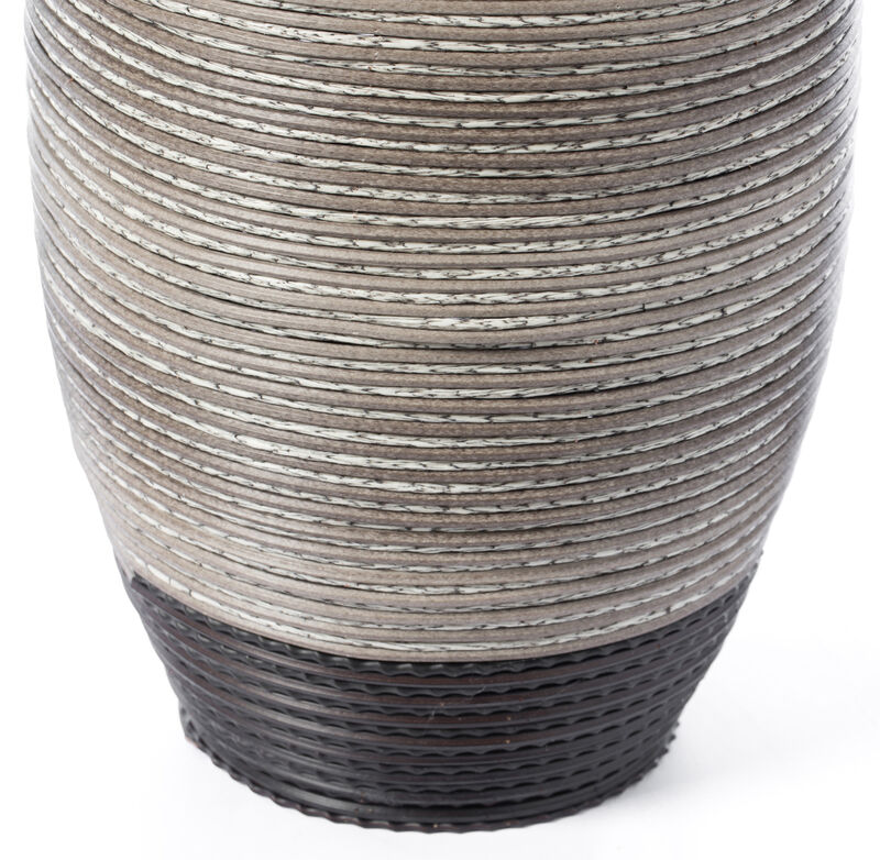 39-Inch Tall Standing Designer Floor Vase - Durable Artificial Rattan - Elegant Two-Tone Dark Brown Finish - Ideal Decor Accent for Living Room, Bedroom, Entryway - Stylish Home Decor Statement Piece
