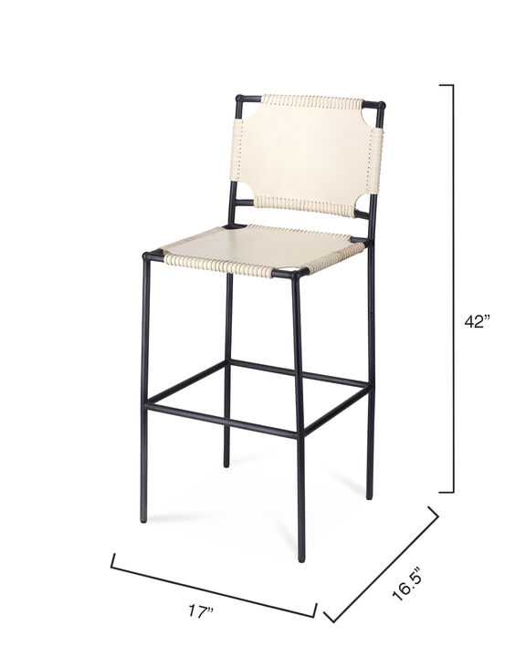 Asher White Leather Bar Stool