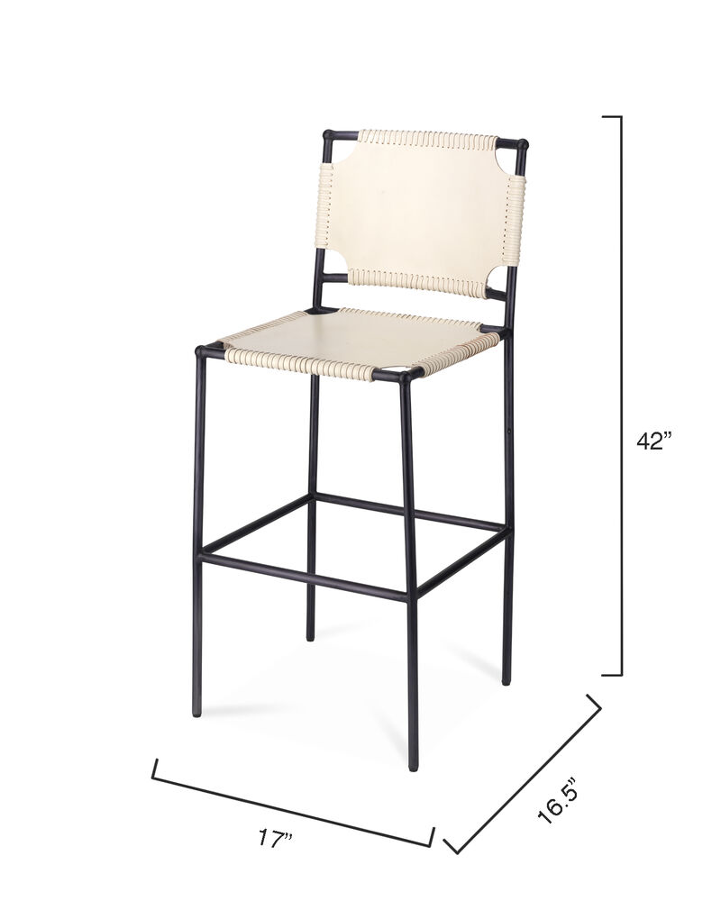 Asher White Leather Bar Stool
