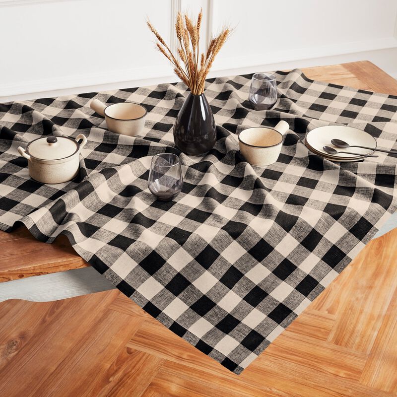 Solino Home 100% Pure Linen Table Throw | Buffalo Check