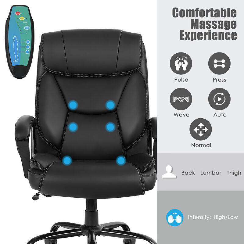Costway Big & Tall 500lb Massage Office Chair E xecutive PU Leather Computer Desk Chair