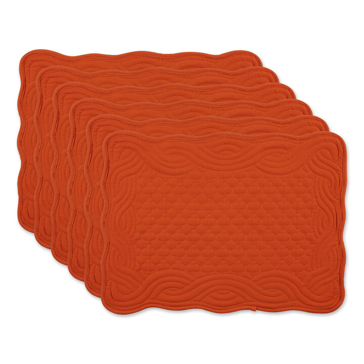 Set of 6 Red Decorative Rectangular Farmhouse Placemats  18"