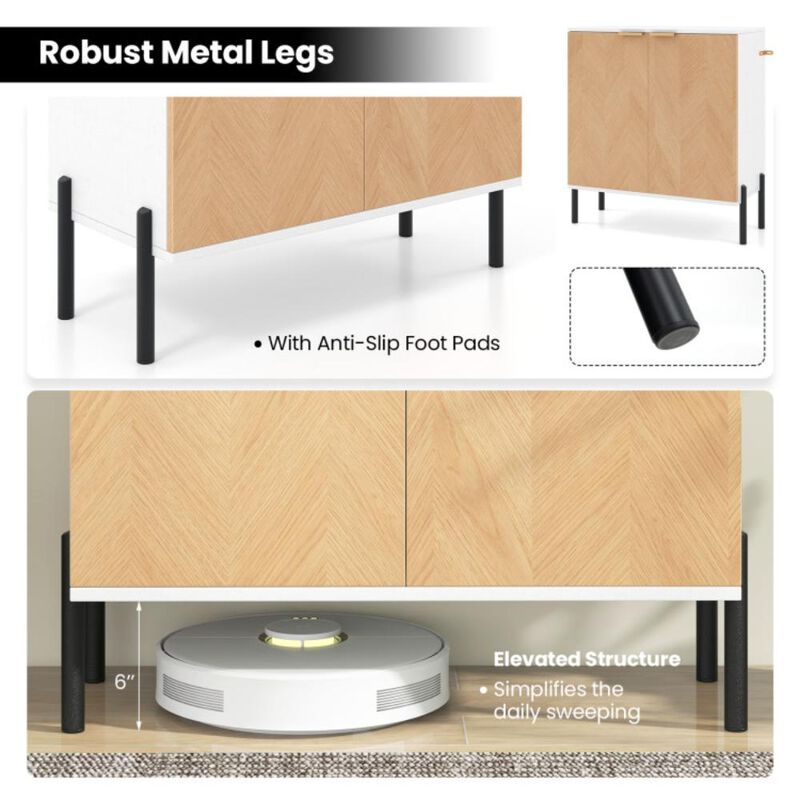Hivvago 2-Door Buffet Cabinet Sideboard with Shelf and Metal Legs