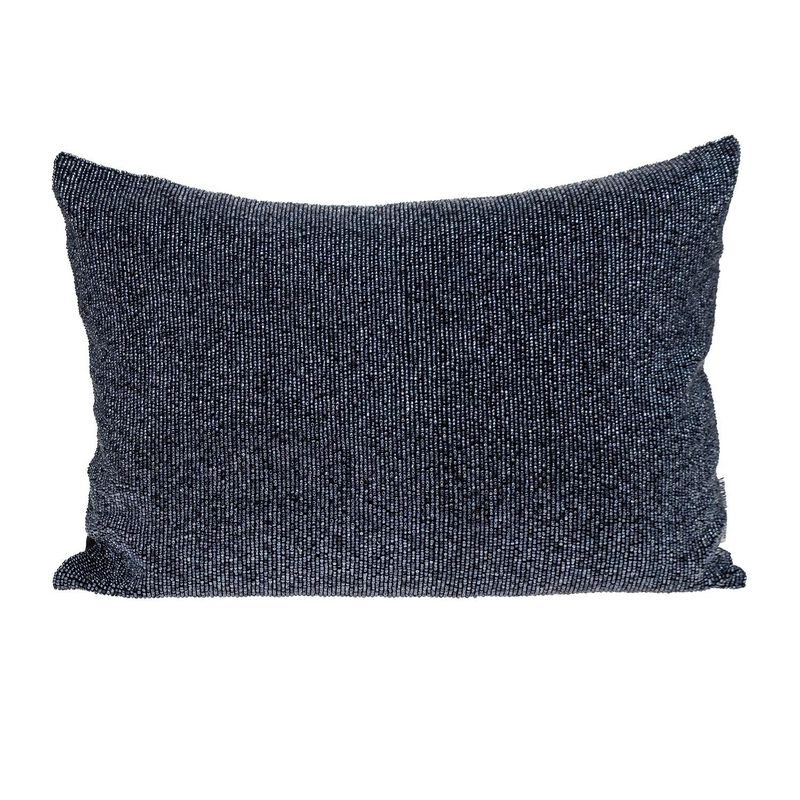 Hivvago Shimmering Metallic Blue Beaded Luxury Throw Pillow