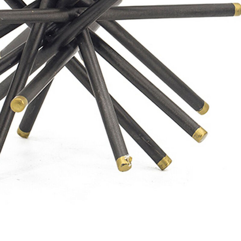 11, 8, 6 Inch Table Top Decorative Abstract Statuettes Set of 3, Black Gold - Benzara