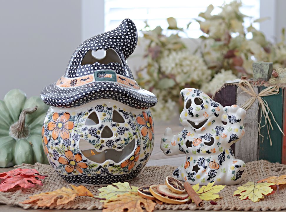 Blue Rose Polish Pottery Pumpkin Patch Ghost