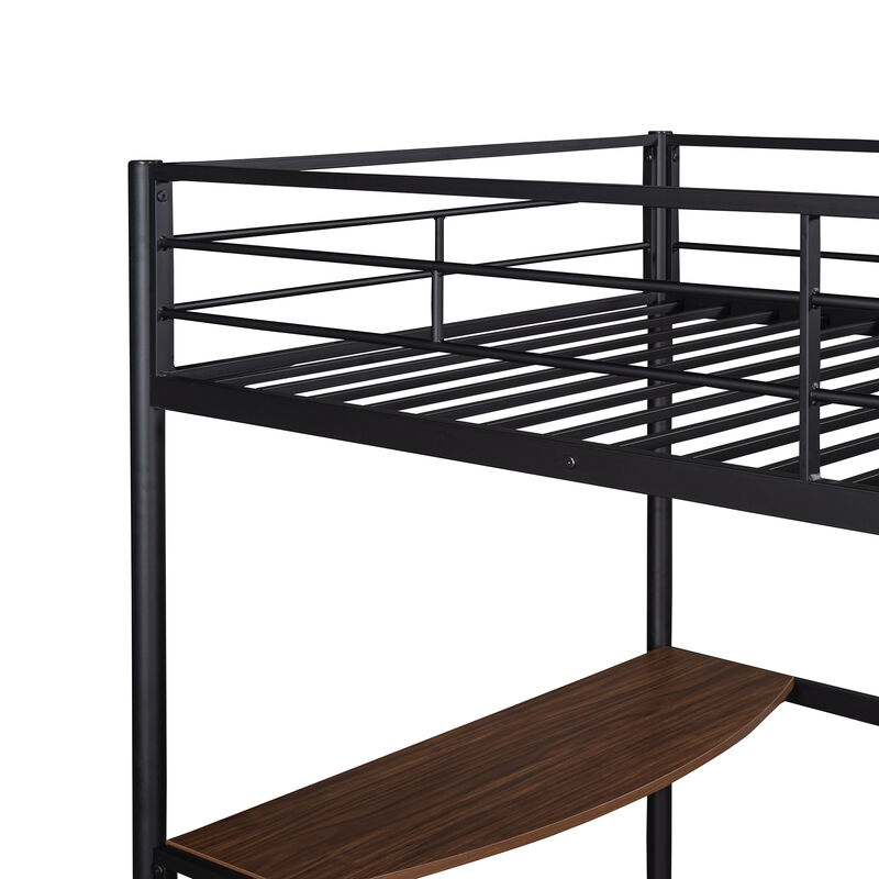 Merax Metal Loft Bed with Desk and Ladder
